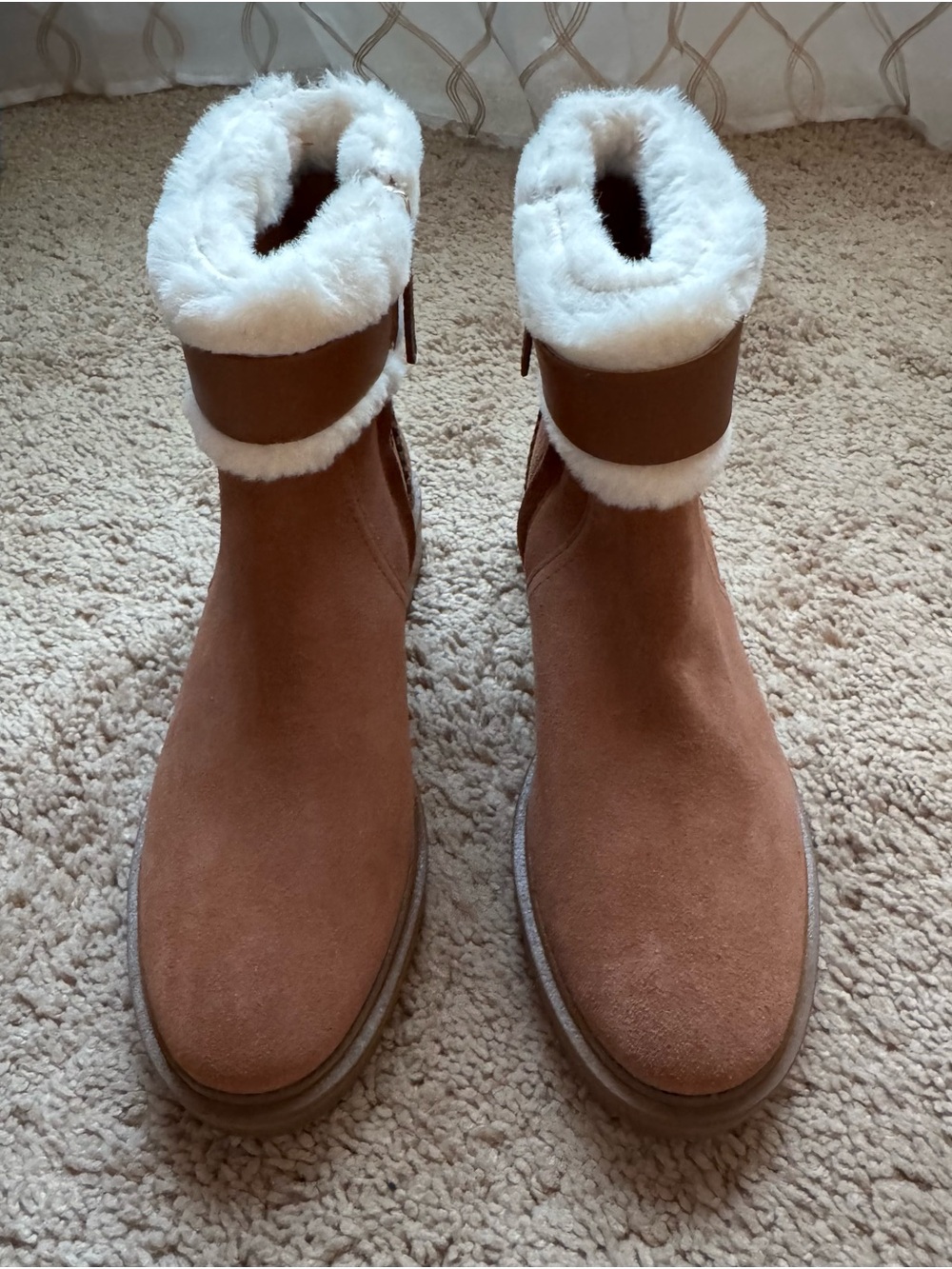 kate spade Brown Suede Faux-Shearling Ankle Boots